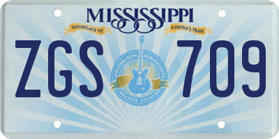 MS license plate ZGS709