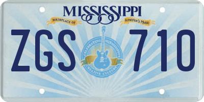 MS license plate ZGS710