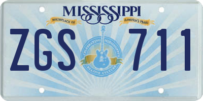 MS license plate ZGS711