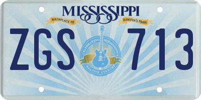 MS license plate ZGS713