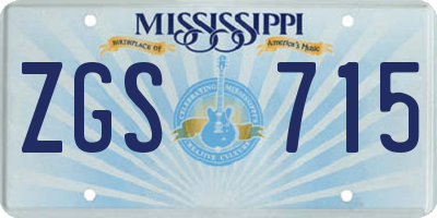 MS license plate ZGS715