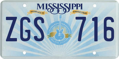 MS license plate ZGS716