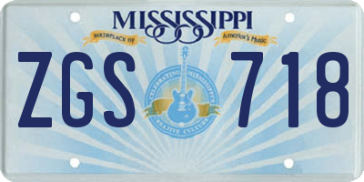 MS license plate ZGS718