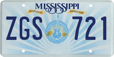 MS license plate ZGS721