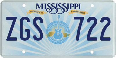 MS license plate ZGS722