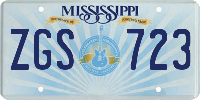 MS license plate ZGS723