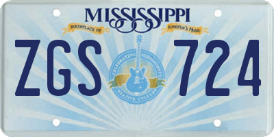 MS license plate ZGS724