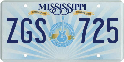 MS license plate ZGS725