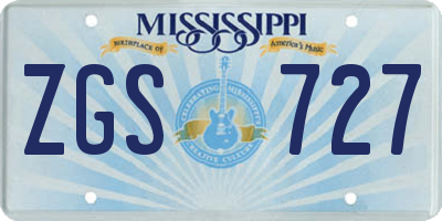 MS license plate ZGS727