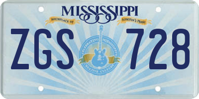 MS license plate ZGS728