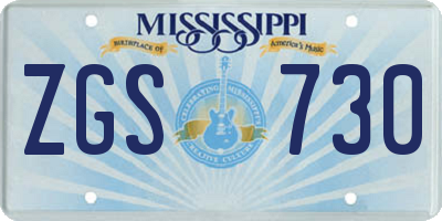 MS license plate ZGS730