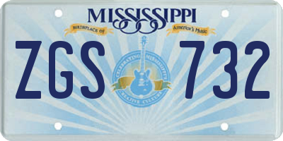 MS license plate ZGS732