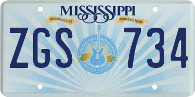 MS license plate ZGS734