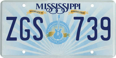 MS license plate ZGS739