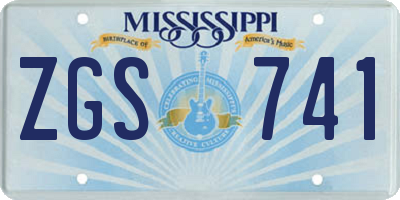MS license plate ZGS741
