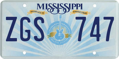 MS license plate ZGS747