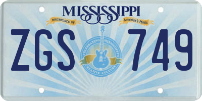 MS license plate ZGS749