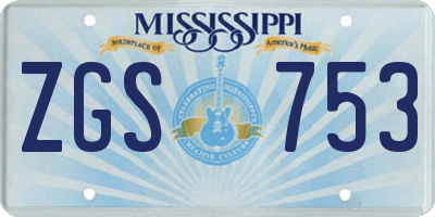 MS license plate ZGS753