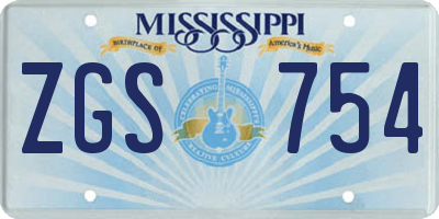 MS license plate ZGS754