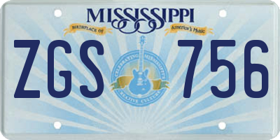 MS license plate ZGS756