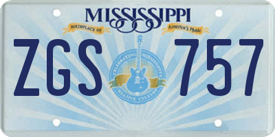 MS license plate ZGS757