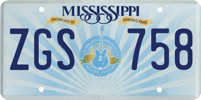 MS license plate ZGS758