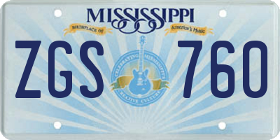 MS license plate ZGS760