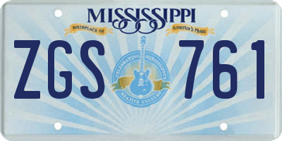 MS license plate ZGS761