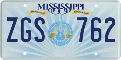 MS license plate ZGS762