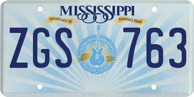 MS license plate ZGS763