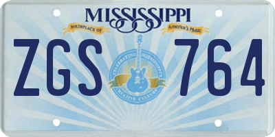 MS license plate ZGS764