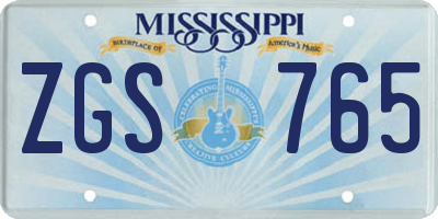 MS license plate ZGS765