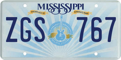 MS license plate ZGS767