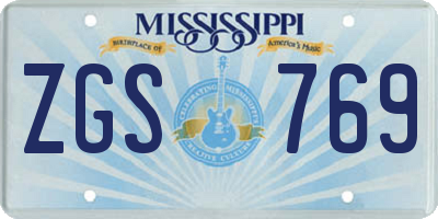 MS license plate ZGS769