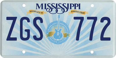 MS license plate ZGS772
