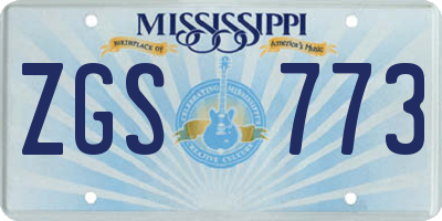 MS license plate ZGS773