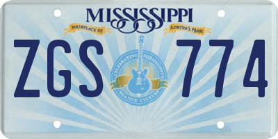 MS license plate ZGS774