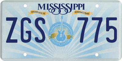 MS license plate ZGS775