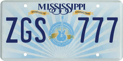 MS license plate ZGS777