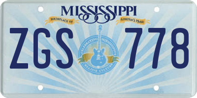 MS license plate ZGS778