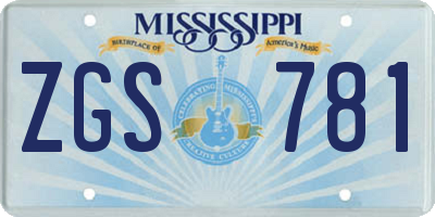 MS license plate ZGS781