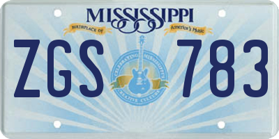 MS license plate ZGS783