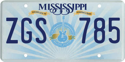 MS license plate ZGS785