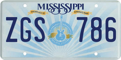MS license plate ZGS786