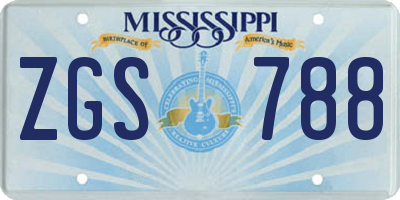 MS license plate ZGS788