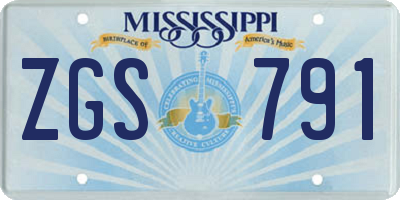MS license plate ZGS791