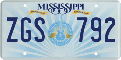 MS license plate ZGS792