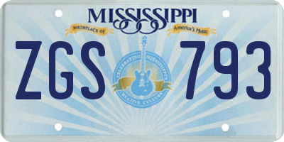 MS license plate ZGS793