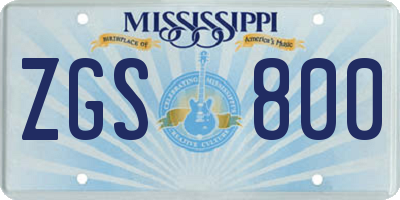 MS license plate ZGS800