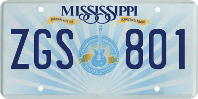 MS license plate ZGS801